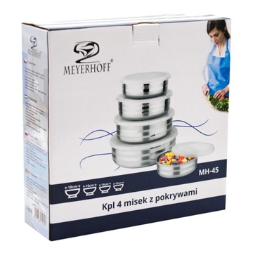 Набор из 4 мисок с крышками, наборы емкостей, миски из нержавеющей стали, 4 шт.