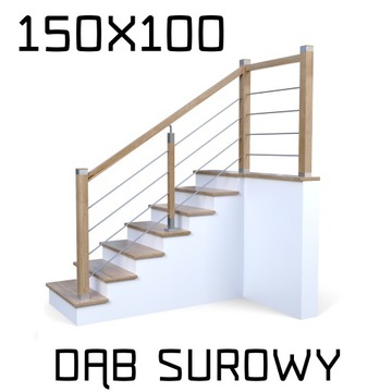 Balustrada barierka drewniana nierdzewna ND2 1,5x1
