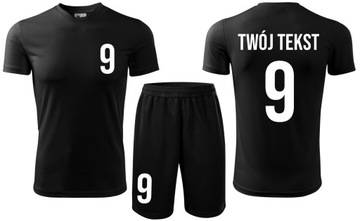 Strój piłkarski z nadrukiem PERSONALIZOWANY z własnym napisem i numerem 158