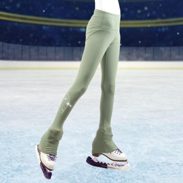 Spodnie do jazdy na łyżwach dla dziewczynek Odzież treningowa Gimnastyka Stretch Ice XS Zielone
