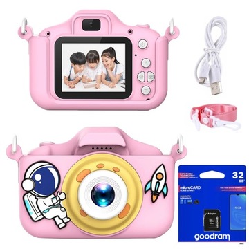 Aparat dla dzieci 1080p z grami +32GB karta pamięci prezent urodziny święta