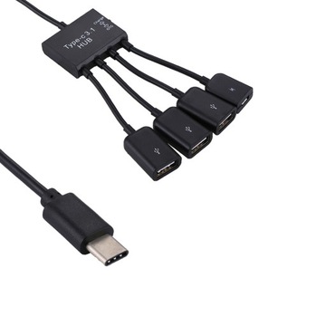 Портативный USB-C / Type-C «папа» на 3 порта USB «мама» + разъем питания Micro USB «мама»