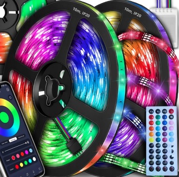 Taśma LED 5M RGB 5050 PILOT APLIKACJA Bluetooth ZESTAW 12V 30LED/m