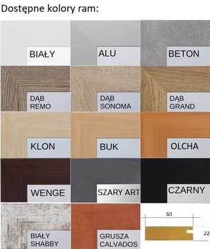 LUSTRO 100x80 w ramie WENGE BIAŁE olcha 12 KOLORÓW