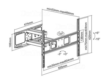 OBROTOWY UCHWYT TELEWIZORA TV WIESZAK DO LED 37-70