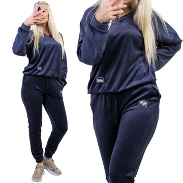 Z407 DRES WELUROWY Z NASZYWKĄ GRANATOWY r. 52 (6XL)