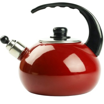 CZAJNIK EMALIOWANY na GAZ INDUKCJA CZERWONY stalowy czajnik 2,5L GWIZDEK