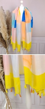 PAREO CHUSTA PLAŻOWA BAWEŁNIANA na strój narzutka letnia sukienka, KOLORY