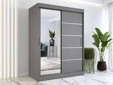 Szafa przesuwna garderoba 150 cm antracyt lustro