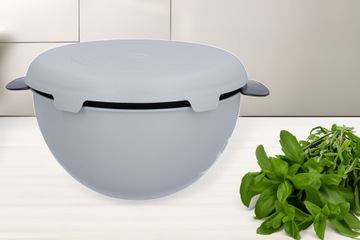 Дуршлаг + КУХОННАЯ ПЛАСТИКОВАЯ ЧАША 2В1 КРЫШКА СЕРАЯ 23СМ НАБОР