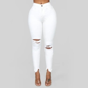 Black and White Ripped Jeans For women Slim denim