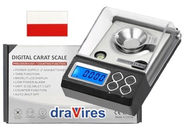 WAGA ELEKTRONICZNA LABORATORYJNA draVires 0,001 50g