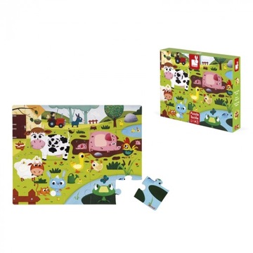 Puzzle sensoryczne 20 elementów Farma zwierzęta Janod dla 3-latka