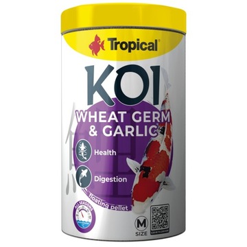 Tropical Pokarm wiosenny dla średnich karpi Koi Wheat Germ Garlic Size M 1L