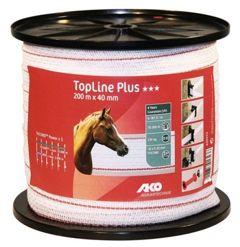 PASTUCH TAŚMA DLA KONI AKO Topline Plus 40mm/200 m