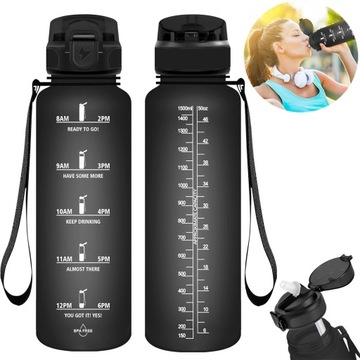 BUTELKA NA WODĘ BIDON SPORTOWY 1.5L Z SŁOMKĄ Z UCHWYTEM DO JOGA, JOGGING
