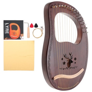DREWNIANA HARFA LIRYCZNA 16 W STAROŻYTNYM STYLU INSTRUMENT MUZYCZNY