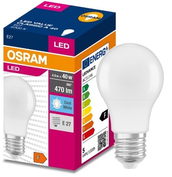 Osram żarówka VALUE LED 4.9W = 40W E27 4000K 470lm