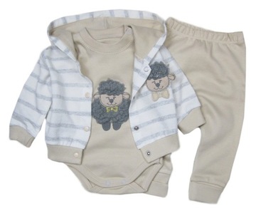 Bawełniany Komplet Body +Bluza +Spodnie 3-pak * 56/62