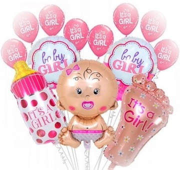 Balony Zestaw Baby Shower Girl Chrzest Narodziny