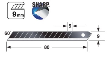 Отламывающиеся лезвия Tajima Razar Black LCB30RBC 9 мм