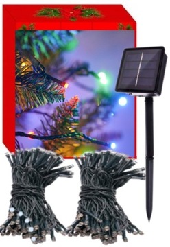Lampki LED solarne choinkowe świąteczne łańcuch świetlny 20m 200LED KOLOR