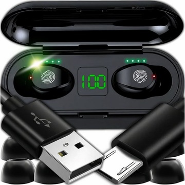 SŁUCHAWKI BEZPRZEWODOWE BLUETOOTH 5.3 DOUSZNE BT + WBUDOWANY POWERBANK