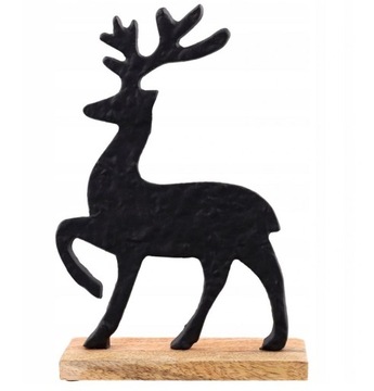 FIGURKA RENIFER METAL DREWNO MANGO JELEŃ CZARNY