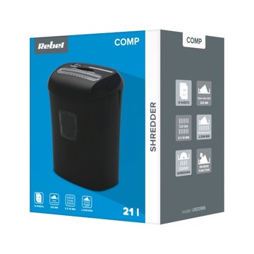 МОЩНЫЙ УНИЧТОЖИТЕЛЬ БУМАГИ, КОМПАКТ-ДИСКОВ, ДОКУМЕНТОВ, КАРТОЧЕК С КОРЗИНОЙ ОБЪЕМОМ 21 Л.