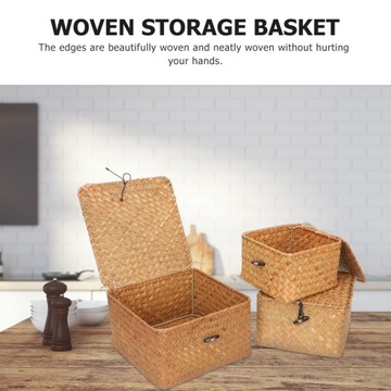 Большая плетеная корзина с крышкой.