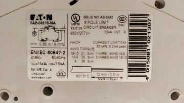 FAZ-C32/3-NA 3P C32A WYŁĄCZNIK NADPRĄDOWY 102254
