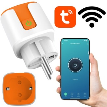PROGRAMATOR CZASOWY INTELIGENTNE GNIAZDO WiFi SMART TUYA POMARAŃCZOWE WAT