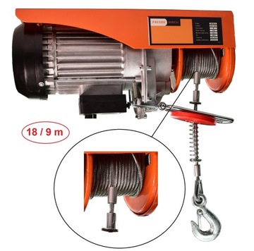Лебедка электрическая канатная для строительства мастерских, 990 кг, трос 18м, 230В