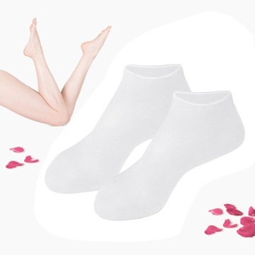 Силиконовые увлажняющие гелевые носки на высоких каблуках, белые S