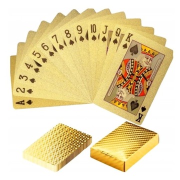 KARTY DO GRY PLASTIKOWE ZŁOTE TALIA POKER 54 JOKER 0596