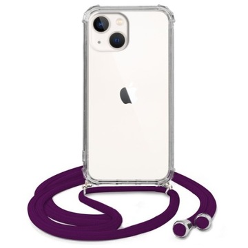 Etui CROSSBODY Do IPHONE 13 MINI Śliwkowy Sznurek Top Idealnie Dopasowany