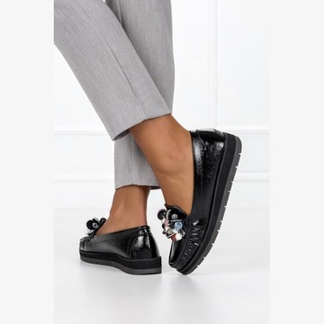 ТУФЛИ ЖЕНСКИЕ С ДЕКОРАЦИЕЙ, КОЖАНОЙ ВСТАВКОЙ 38