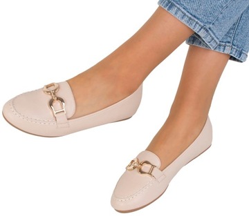 7400 БЕЖЕВЫЕ МОКАСИНЫ, КОЖАНЫЕ ТУФЛИ, ЦЕПОЧКА 38