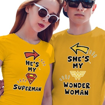 KOSZULKI KOSZULKA T-SHIRT DLA PAR MY SUPERMAN MY WONDER WOMAN JAKOŚĆ