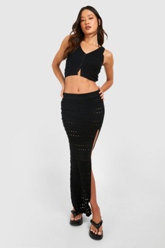 5E408 DZIANINOWA MAXI SPÓDNICA Z ROZCIĘCIEM BOOHOO