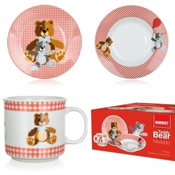kuchenne kuchenne KOMPLET obiadowy śniadaniowy DLA DZIECI czerwony
