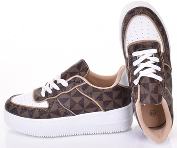 SNEAKERSY NA PLATFORMIE NISKIE BUTY SPORTOWE DAMSKIE EKO SKÓRA MODNE WZORY