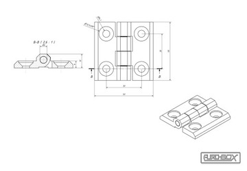ZAWIAS PRZYKRĘCANY Z OTWORAMI SKRZYDEŁKOWY METALOWY PŁASKI 50x50 CZARNY