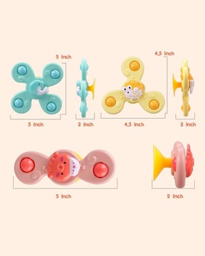 3шт игрушки для ванны Spinner на присоске
