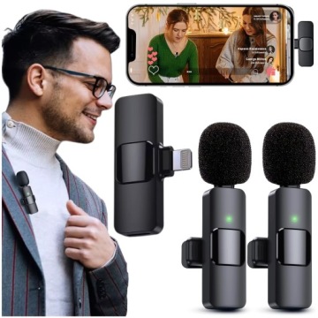 2 беспроводных микрофона-галстука для iPhone 14/13/12/X