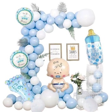 BABY SHOWER BALONY GIRLANDA BALONOWA NIEBIESKA ŁUK DEKORACJE BOY CHŁOPIEC
