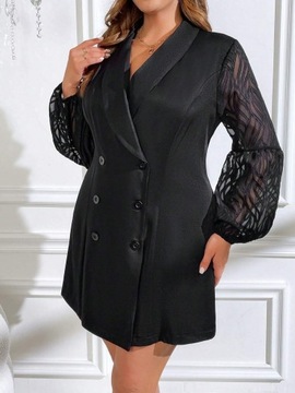 SHEIN Sukienka z podwójnym zapięciem na piersi i szalowym kołnierzem 4XL