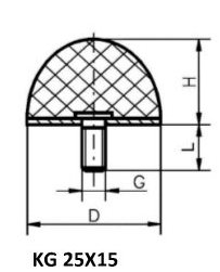 Антивибрационный бампер резиновый упор конический 25x15 M6 тип KG