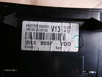 BUDÍKY PŘÍSTROJOVÁ DESKA VW PASSAT B5 FL 1.9TDI 3B0920805F