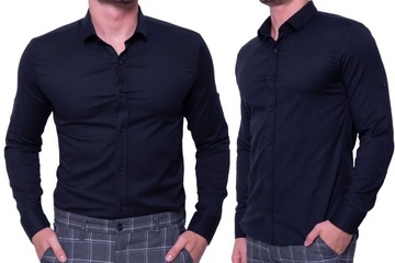 KOSZULA CZARNA TALIOWANA MĘSKA STRUKTURA r. 4XL